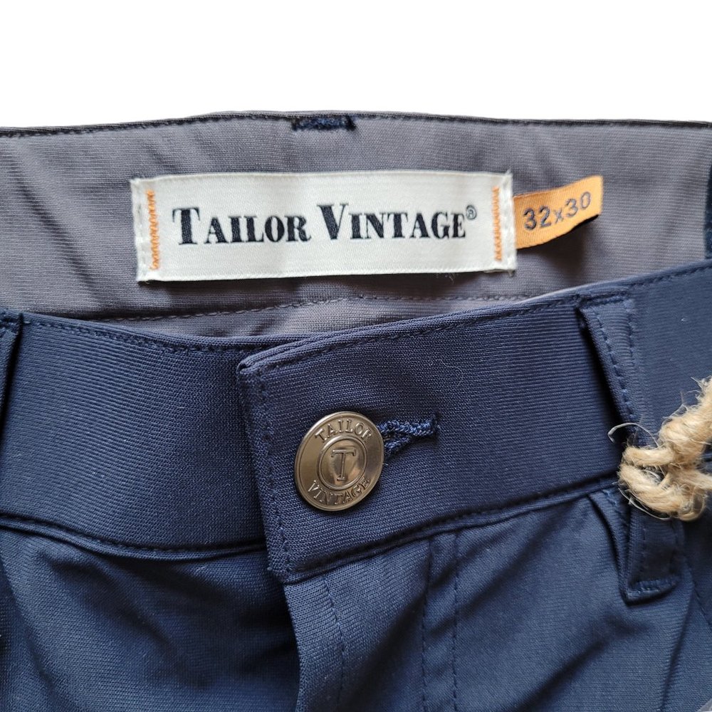 Tailor Vintage Men's 32x30 Performance Tech Pants Navy Canaan Slim Fit $108 - Picture 10 of 12